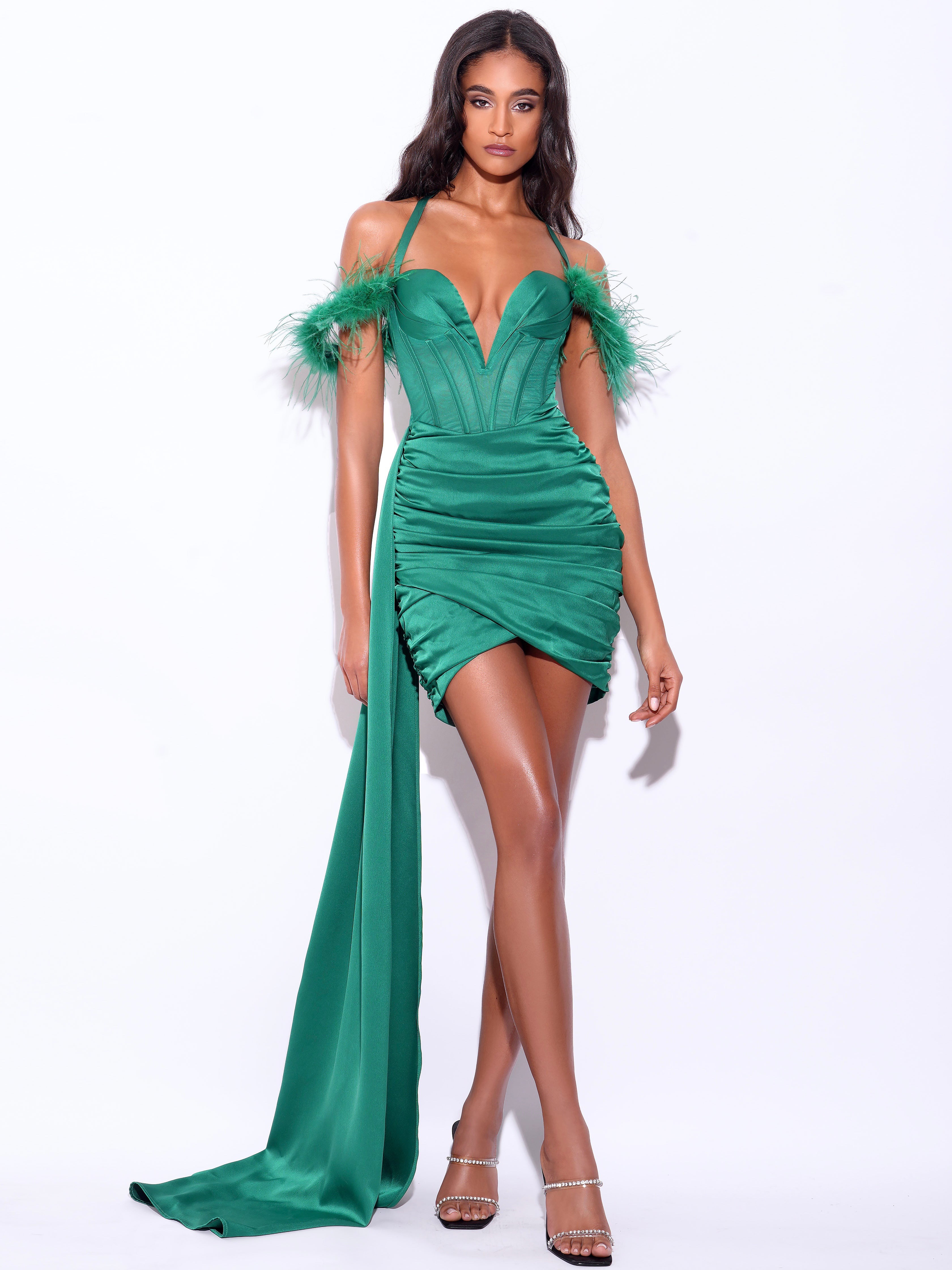 Wilma Satin Corset Draping Dress. - alternate view