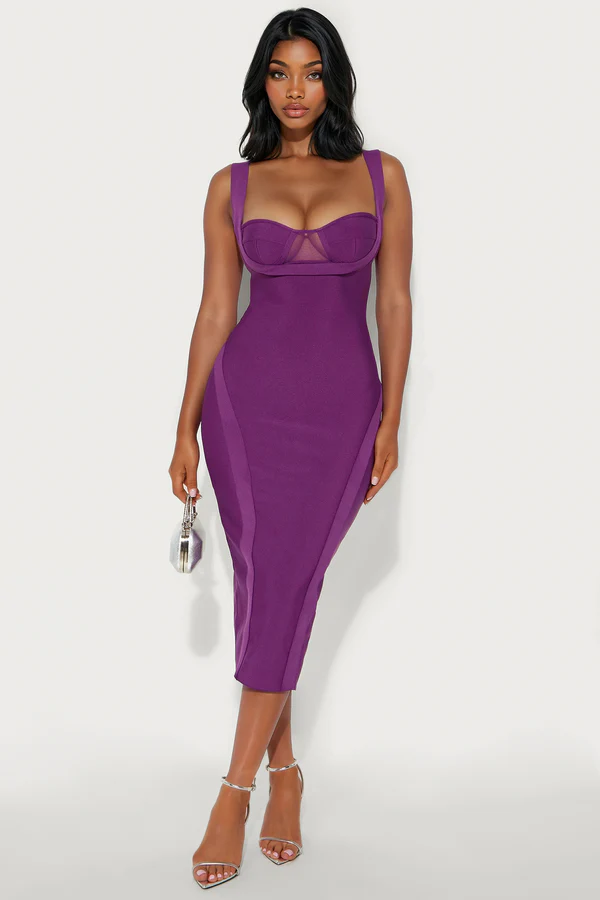 Glen Purple Strappy Deep V Backless Maxi Dress