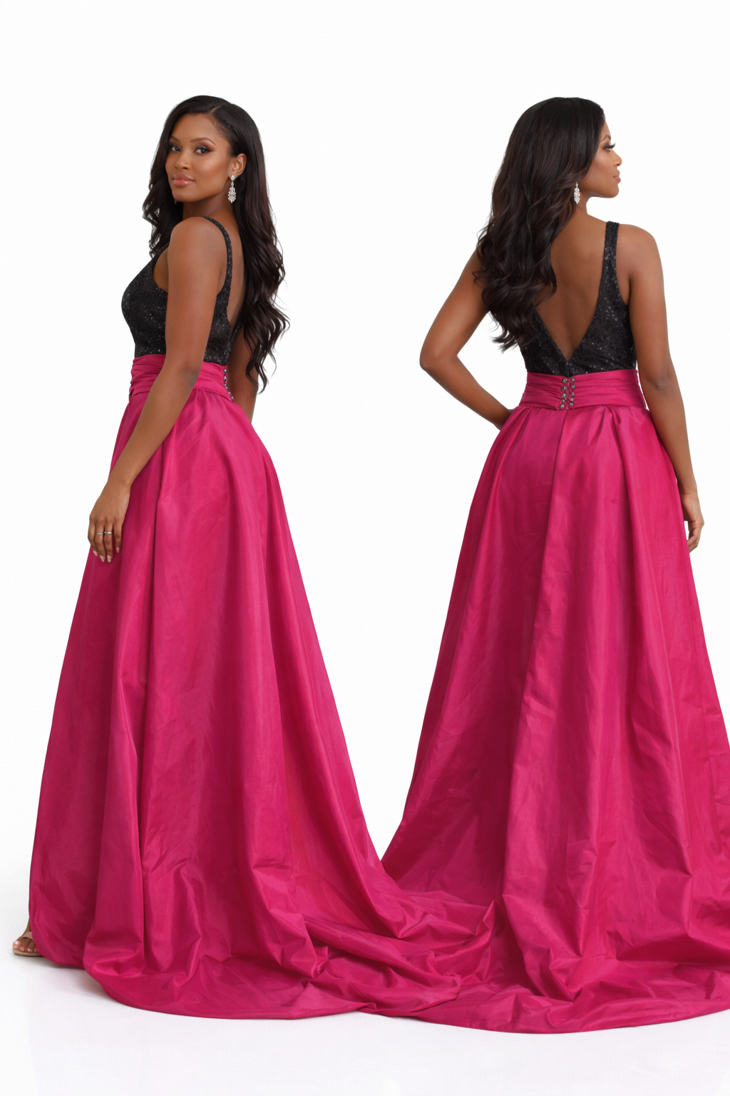 hand-beaded lace jumpsuit & removable mikado overskirt - alternate view