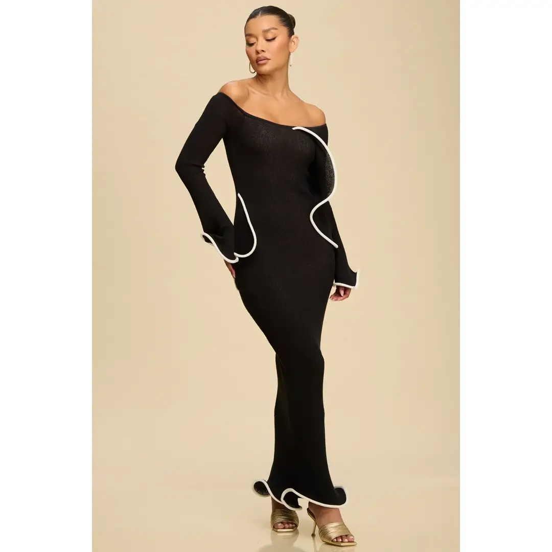 Ruffle Sleeve Maxi Dress