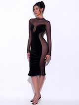 Mesh shape contour black widow midi dress - alternate view