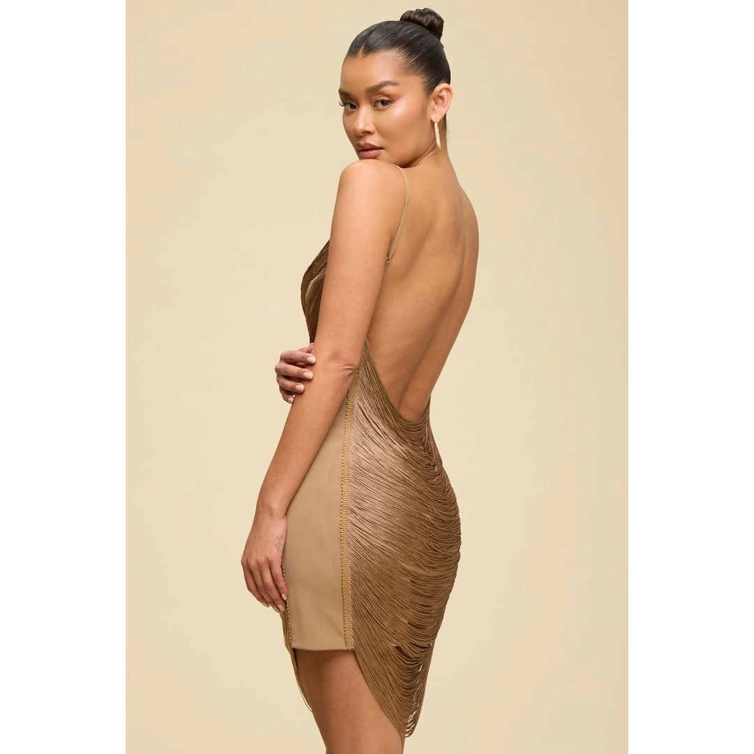 SANDY FRINGE LOW-BACK MINI DRESS - alternate view
